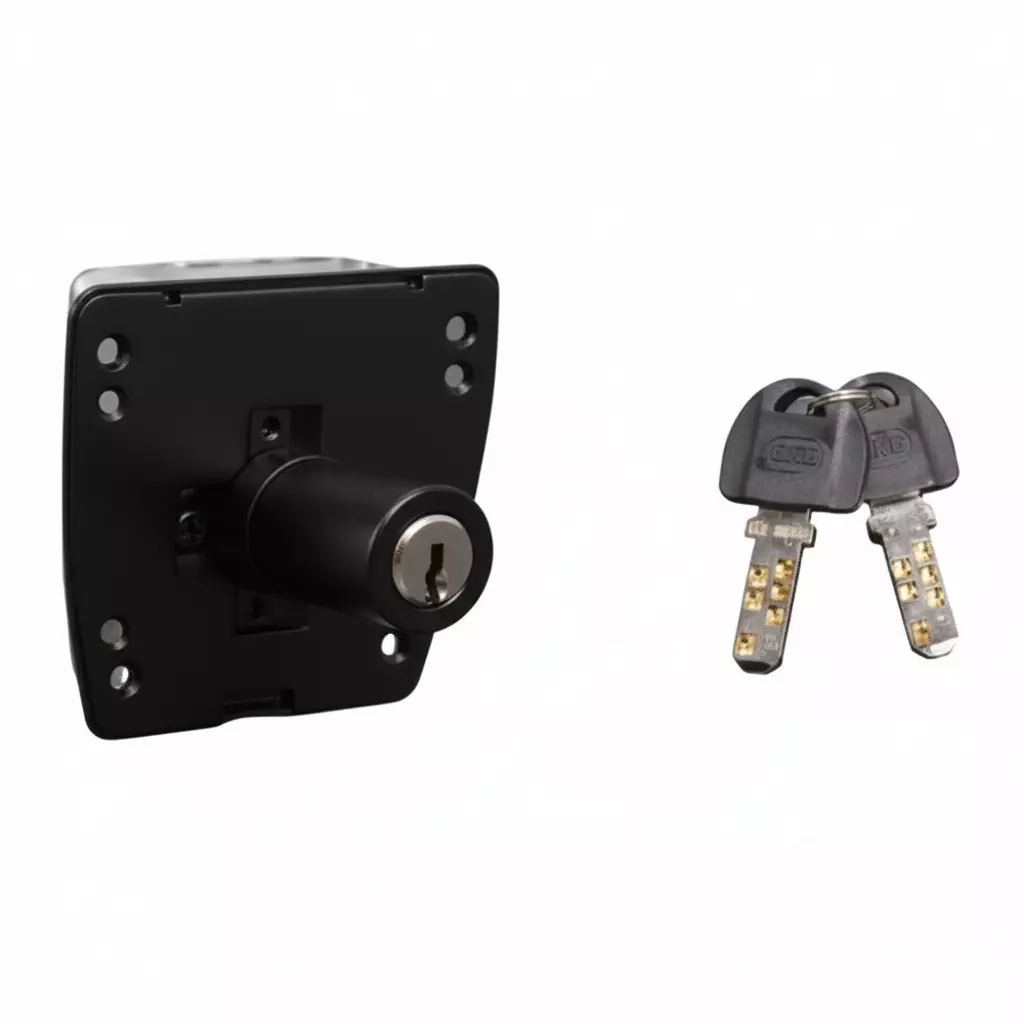 Ebco Securite Cupboard Lock with Plastic Capped Dimple Keys Black Finish and Size 20 mm, P-SRC-20D-BL