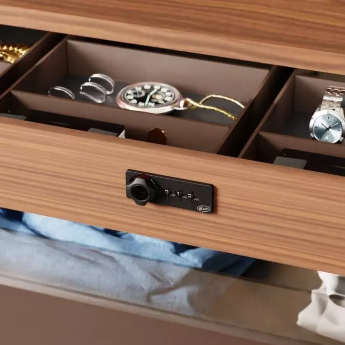 Ebco 3 Digit Combination Lock Pedestal Type Right Black Finish for 16-20 mm Door Thickness, P-CLP3-18R-BL