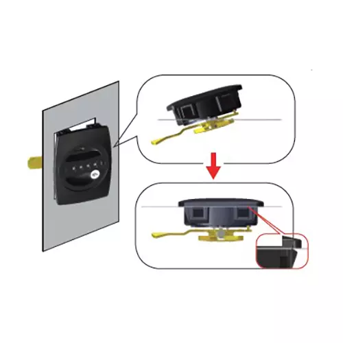 Ebco 4 Digit Combination Lock Black Finish and 65x93.5 mm Cutout for Steel Cupboard, P-CLSC-4