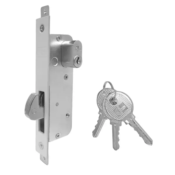 Ebco Swing Door Lock Nickel Plated Finish for 30-50 mm Thickness Aluminium Door, SWDL-A1