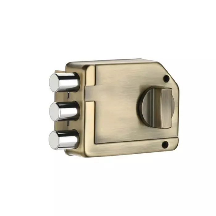 Contesa Tribolt Lock Antique Brass Finish Metal Body Manual Operated for Residential Security Doors, PTB005AB