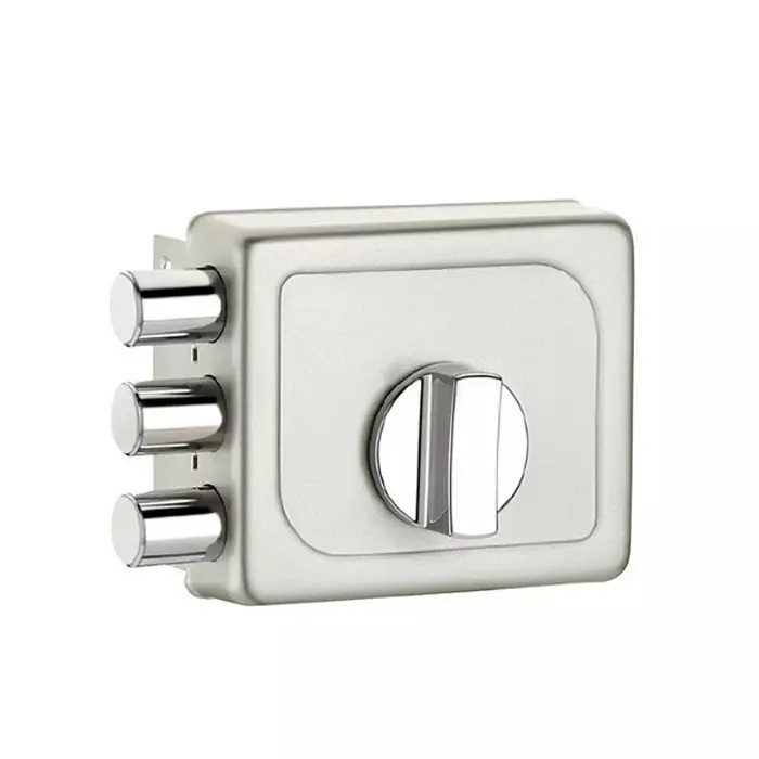 Contesa Tribolt Lock Silver Finish Metal Body Manual Operated for Residential Security Doors, TB001SS