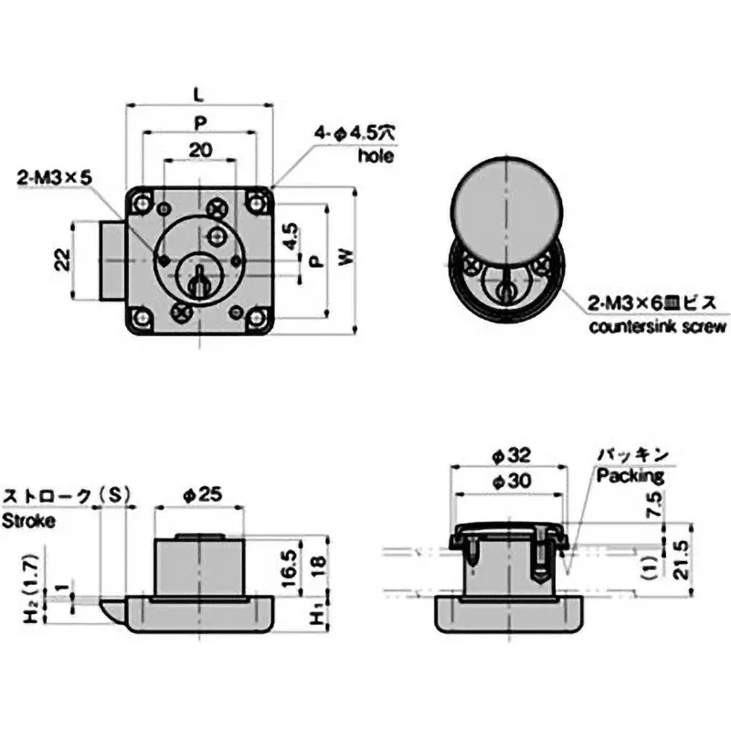 TAKIGEN Latch Lock with Cylinder (with Cap), C-332-1(#300)