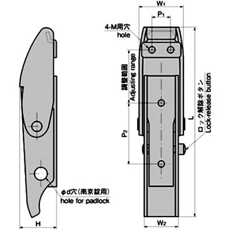TAKIGEN Stainless Steel Side Lock Fastener with Keyhole, C-1321-1