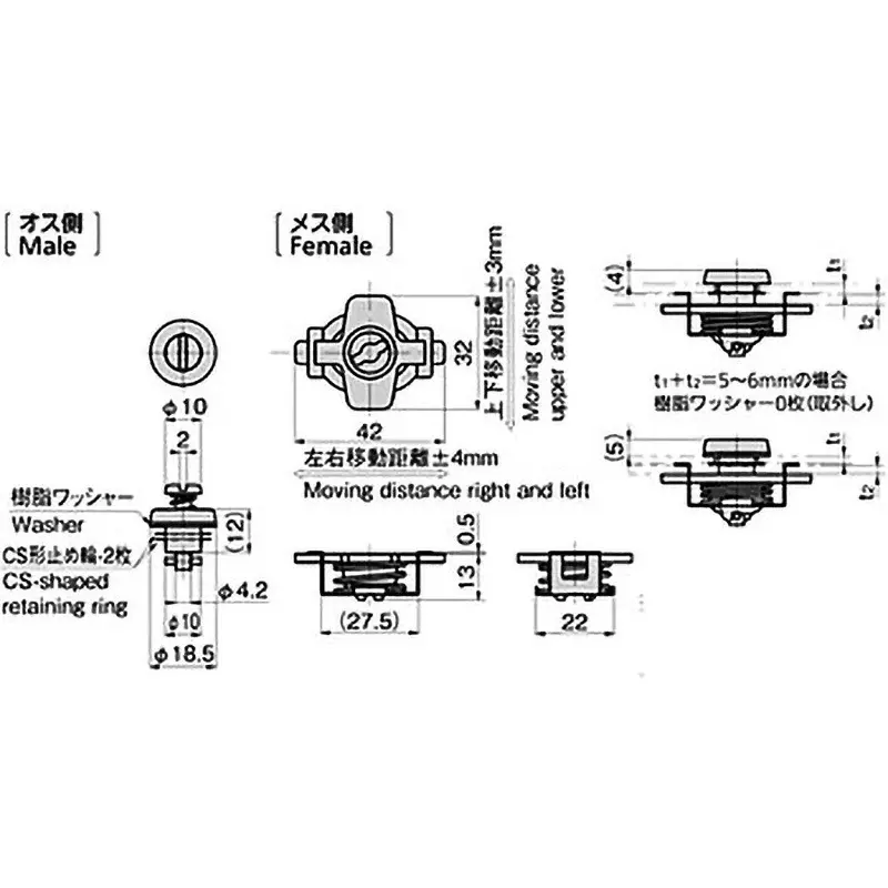 TAKIGEN Adjustable Cam Lock Fastener, C-543