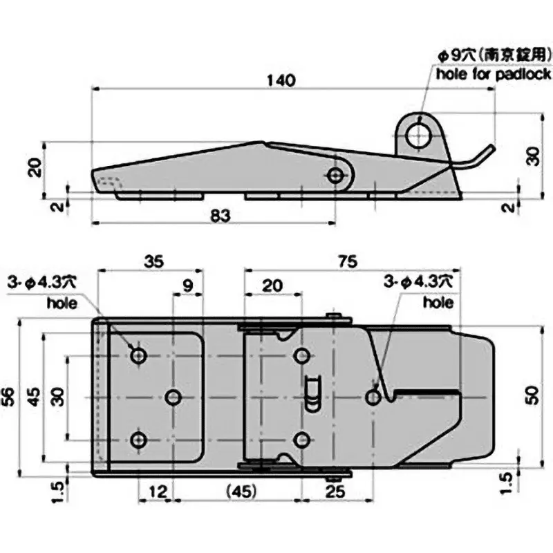TAKIGEN Stainless Steel Large Snap Lock Hairline Finish, C-1143-1-1