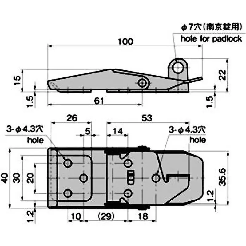 TAKIGEN Stainless Steel Large Snap Lock Hairline Finish, C-1143-2-2