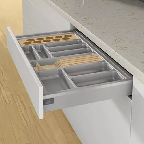 Hettich 451-500 mm Size PVC Silver Matt Finish Orga Tray for Home & Office, 9194936