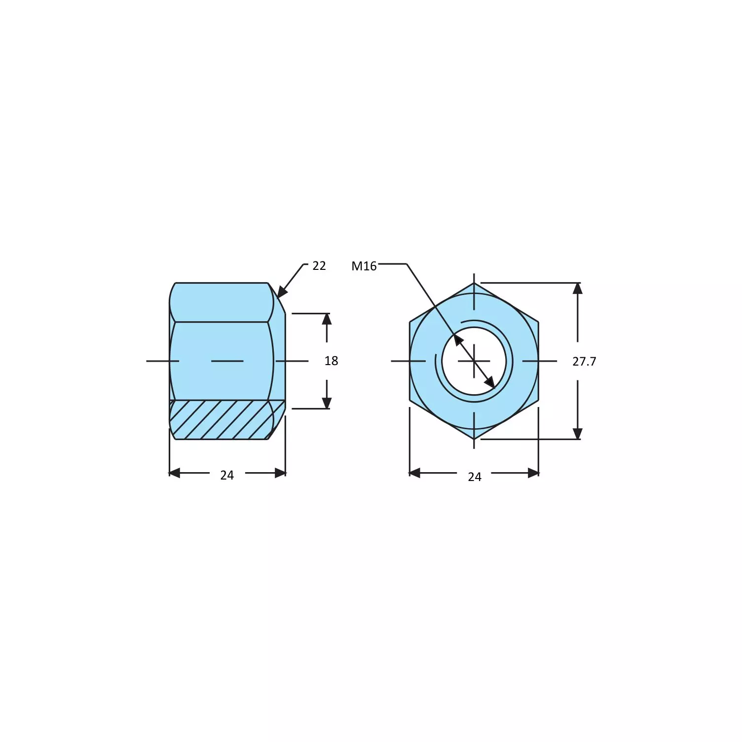 STEEL-SMITH Fixture Hex Nuts FXN-16240