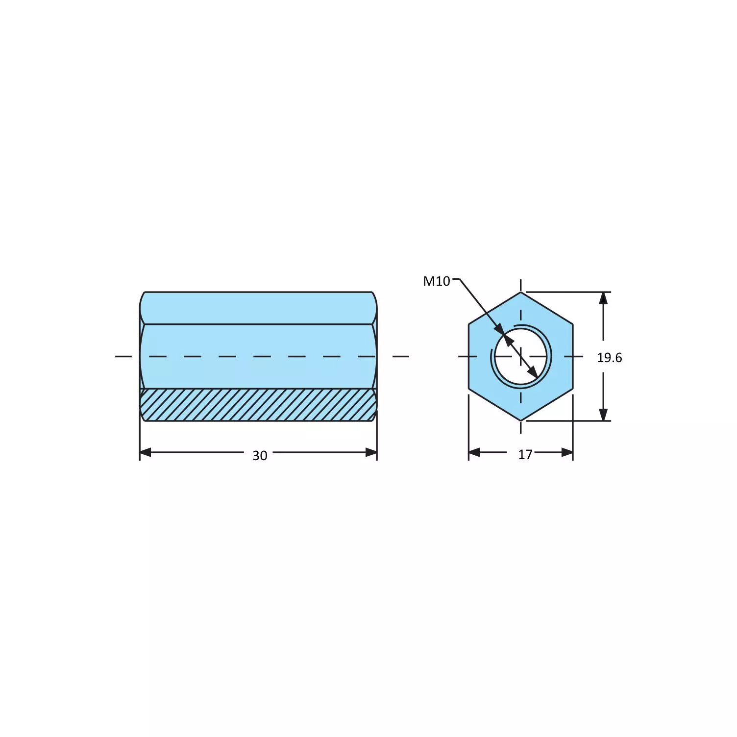 STEEL-SMITH Extension Fixture Hex Nuts EFXN-1030