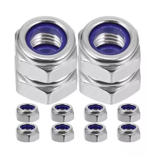 GENERIC 5 mm Hex Lock Nuts Stainless Steel Nylon Collar (Pack of 10 Pcs)