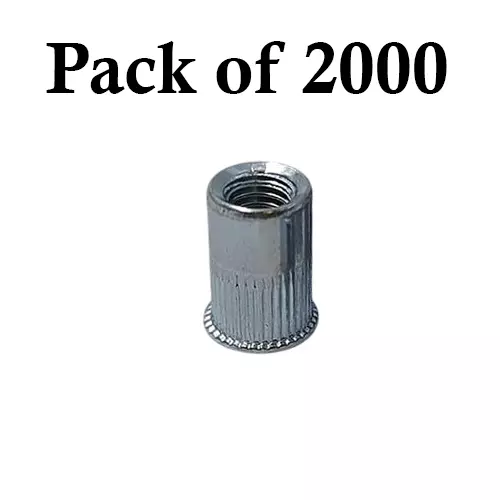 Ebco Rivet Nuts Zinc White Finish, Size M3 x 10 mm for Assembling Steel and Wooden Furniture, RNM310 (Pack of 2000)