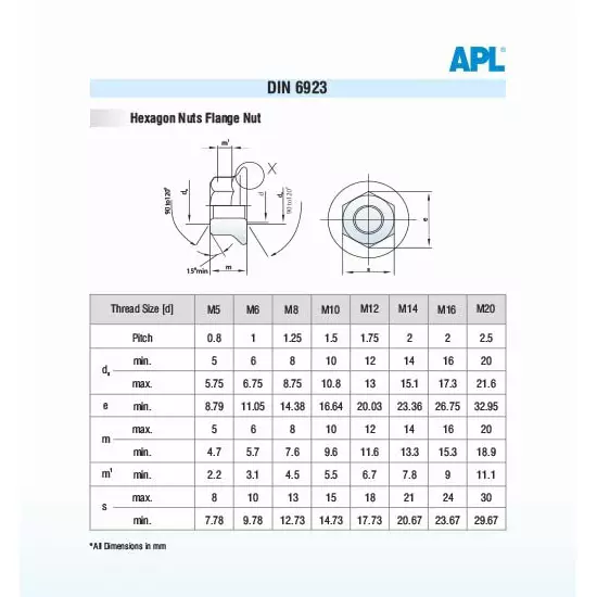 APL Flange Nut Stainless Steel 304 M 5 Size (Pack of 2000)