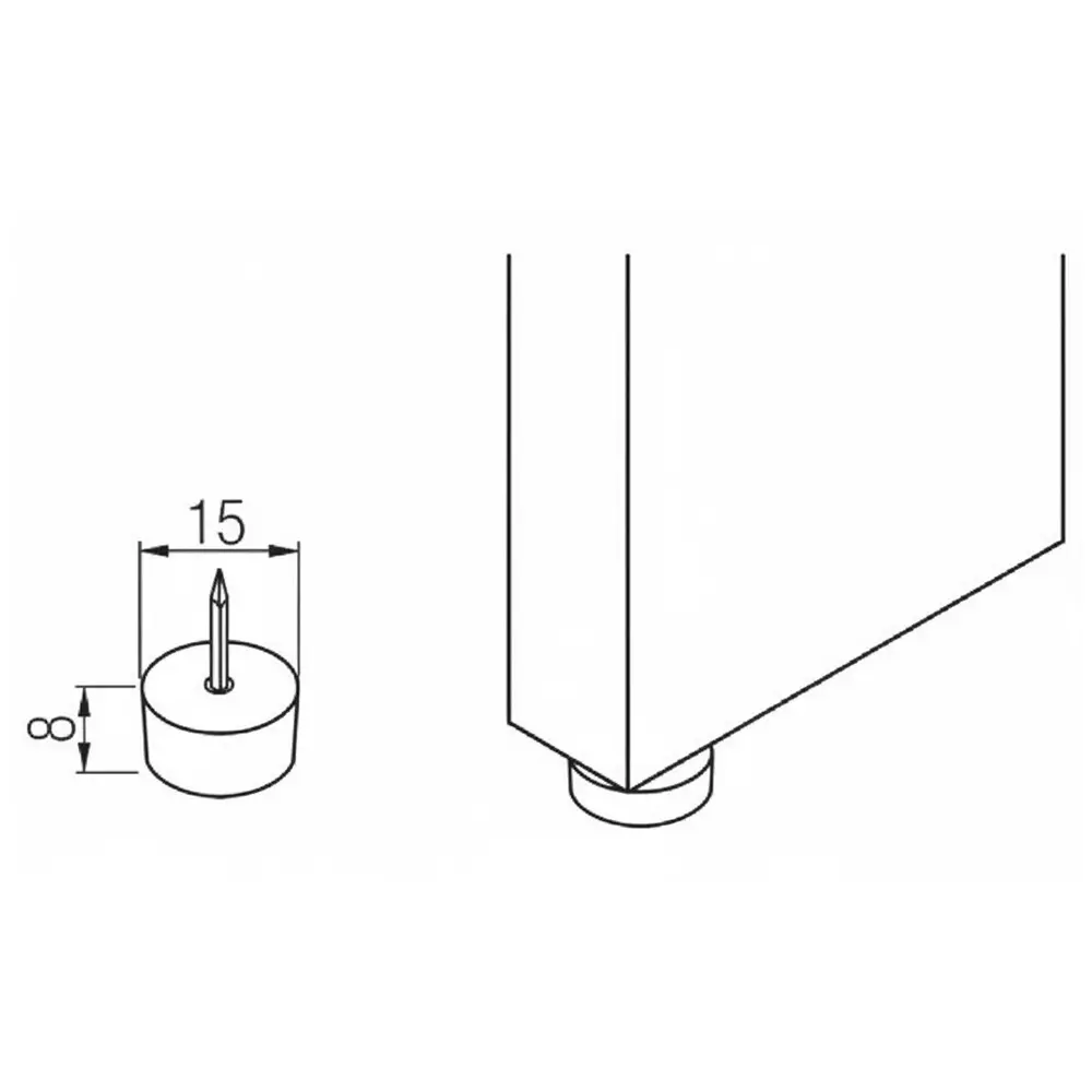Ebco Plinth Pin White Finish, Depth 15 mm x Height 8 mm x Nail 6 mm, PP156 (Pack of 500)