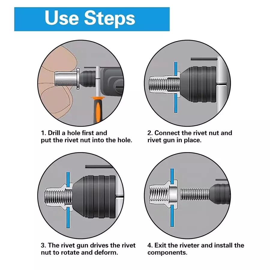 GENERIC M10 Blind Rivet Nut Insert Carbon Steel for Elevators Automobile Switches (Pack of 100 Pcs)