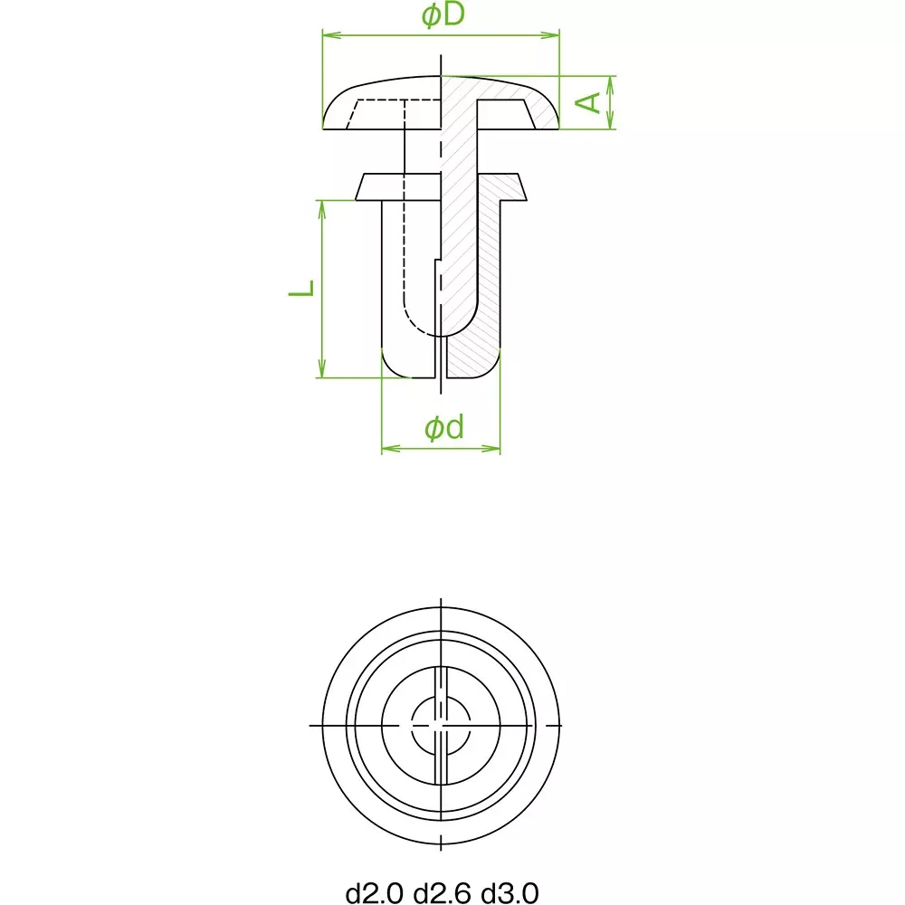 trusco-plastic-push-rivet-nylon-21-mm-hole-dia-white-tpr2040-w-pack-of-50-pcs
