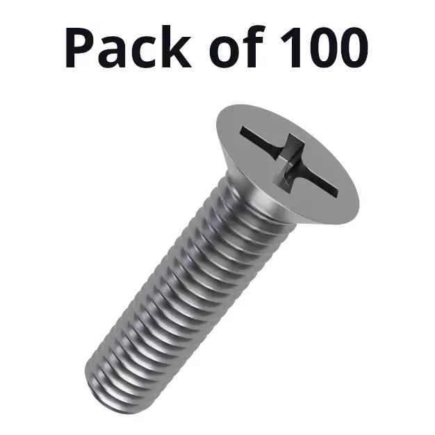 tanish-enterprises-stainless-steel-countersunk-csk-philips-machine-screw-ss-202-grade-metric-thread-3-mm-diameter-x-20-mm-length-pack-of-100