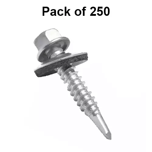 GENERIC Head Self-Drilling Screws 14 x 55 mm Galvanized Iron Silver (Pack of 250)