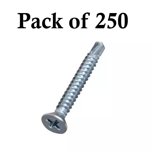 Ebco Philips Recess CSK Head Drill Screw Zinc White Finish, Size 3.9 x 50 mm, CDS-3950 (Pack of 250)