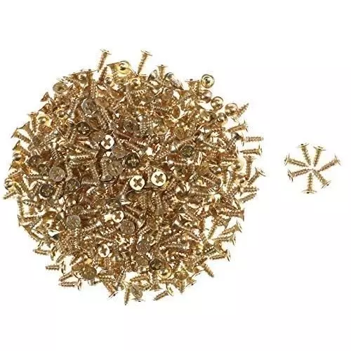 MED BUDDY Phillip Head Self Tapping Screws 2x8 mm Golden Chrome Finish (Pack of 500 Pcs)