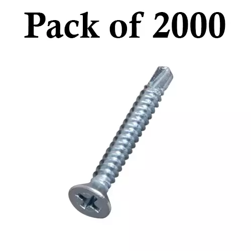 Ebco Philips Recess CSK Head Drill Screw Zinc White Finish, Size 3.9x19 mm, CDS-3919 (Pack of 2000)