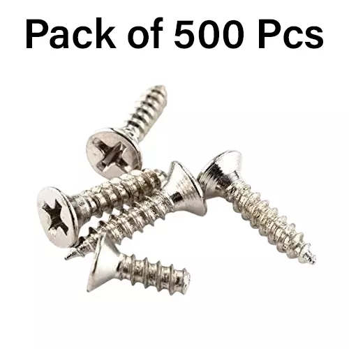 MED BUDDY Phillip Head Self Tapping Screws 2x6 mm Silver Chrome Finish (Pack of 500 Pcs)
