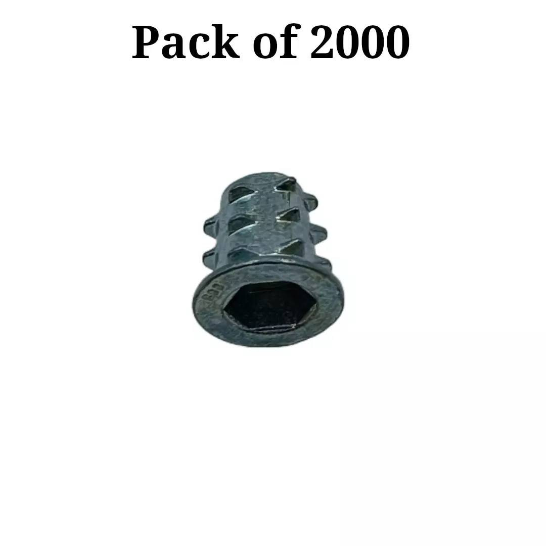 Ebco Self Tapping Insert - 1 Zinc White Finish, Size M6 x 16 mm for Joining Furniture, TN1-616 (Pack of 2000)