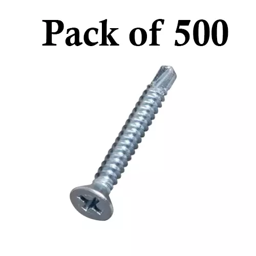 Ebco Philips Recess CSK Head Drill Screw Zinc White Finish, Size 3.9x38 mm, CDS-3938 (Pack of 500)