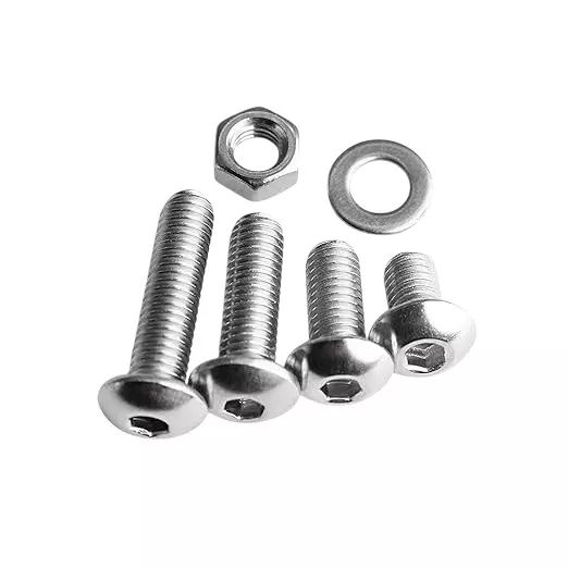GENERIC M6x30 mm Button Head Socket Cap Screw with Nut and Washer Stainless Steel (Pack of 100 Pcs)
