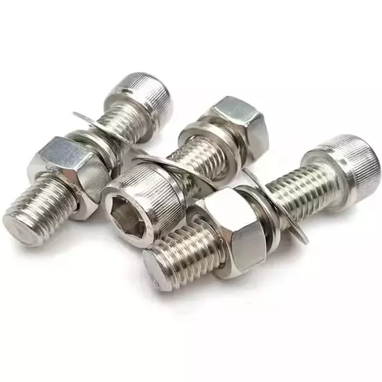 GENERIC 2.5x10 mm Stainless Steel Socket Head Cap Screw with Nut and Washer (Pack of 50 Pcs)