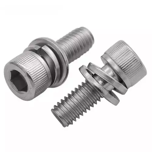 GENERIC 2x16 mm Mild Steel Socket Head Cap Screw with Nut and Washer (Pack of 10 Pcs)