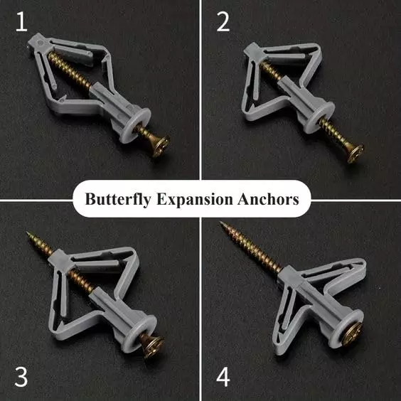 GENERIC Drywall Butterfly Anchor Kit with Screw for Gypsum Board and Hollow Hanging (Pack of 10 Pcs)