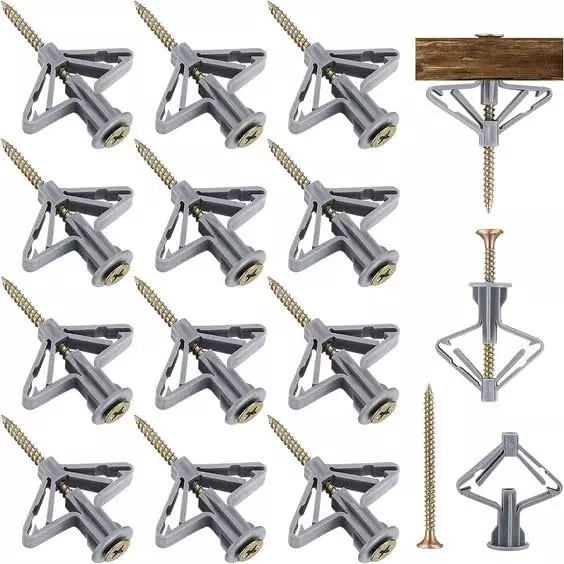 GENERIC Drywall Butterfly Anchor Kit with Screw for Gypsum Board and Hollow Hanging (Pack of 100 Pcs)
