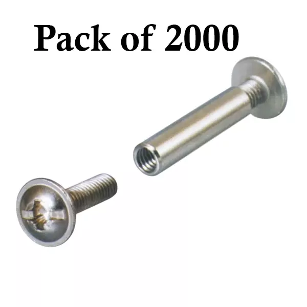 Ebco M4 Sleeve Connecting Screw Nickel Plated Finish, Size 21 mm for Assembling Furniture, CNS21 (Pack of 2000)
