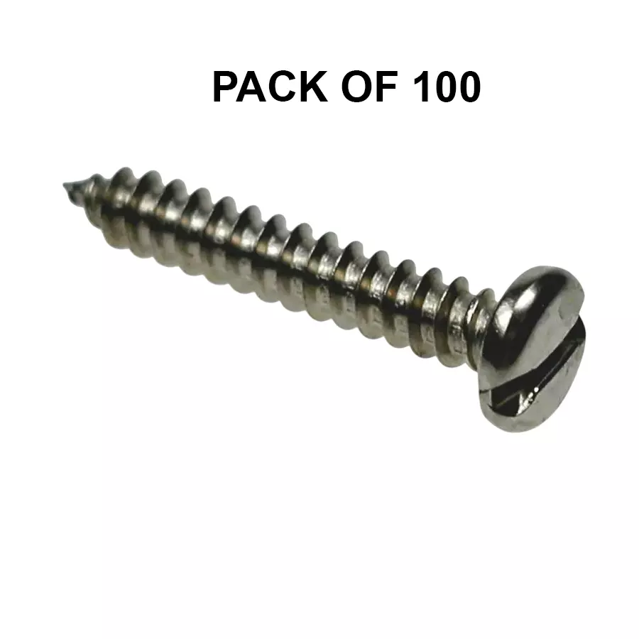 Shark Stainless Steel Screw Pan Slotted Head Size 8x35 mm (Pack of 100)