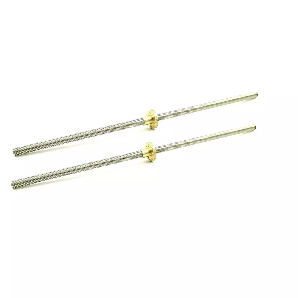Invento Threaded Rod Stainless Steel 400 mm Length 5 mm Outer Diameter 0.8 mm Pitch with M5 Brass Nut, ISC 1207-A4 (Pack of 2 Kit)