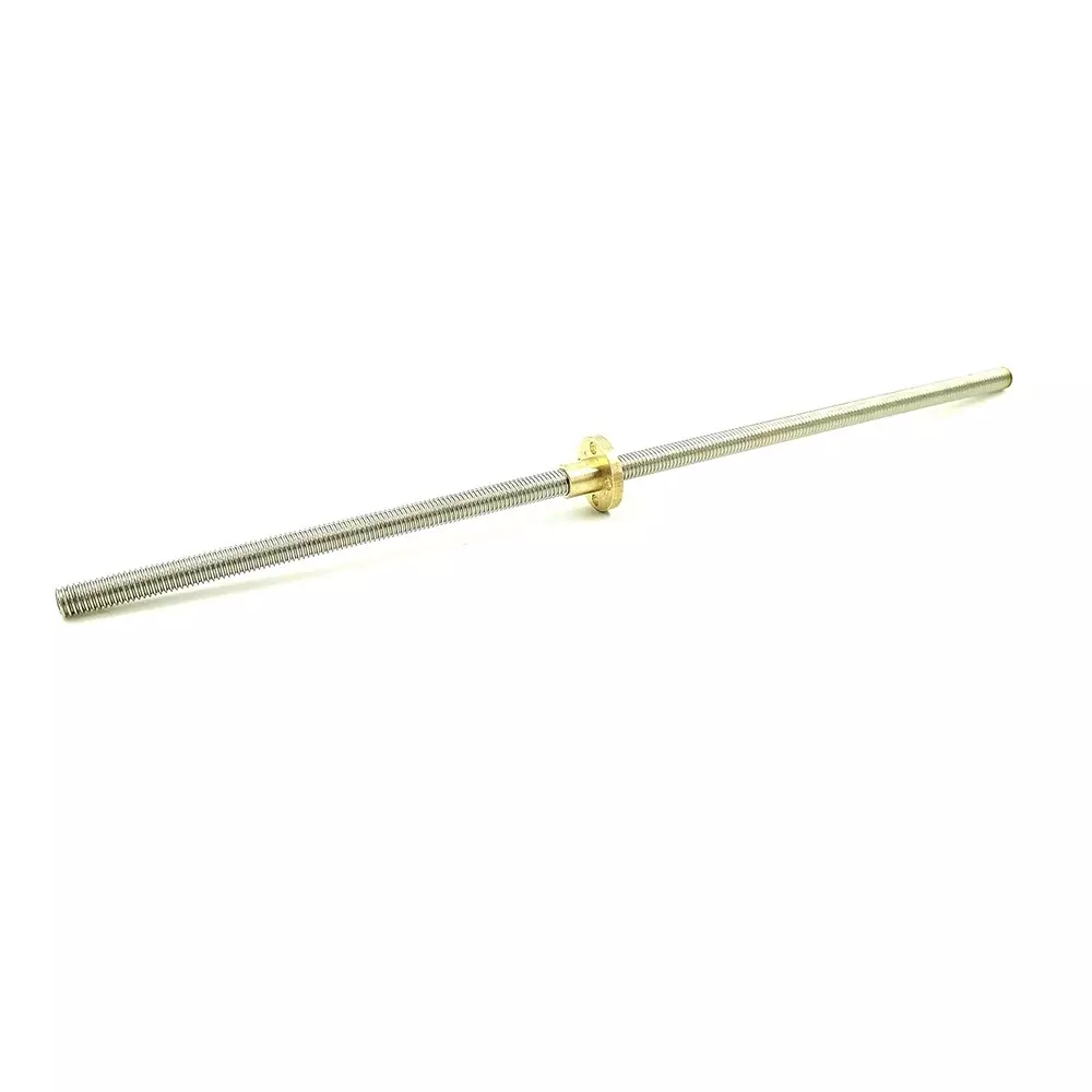 Invento Threaded Rod Stainless Steel 400 mm Length 5 mm Outer Diameter 0.8 mm Pitch with M5 Brass Nut, ISC 1207-X4