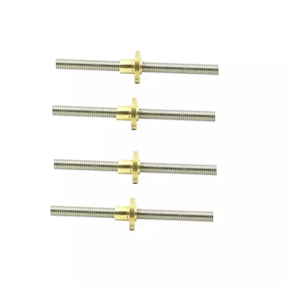 Invento Threaded Rod Stainless Steel 300 mm Length 5 mm Outer Diameter 0.8 mm Pitch with M5 Brass Nut, ISC 1207-B3 (Pack of 4 Kit)