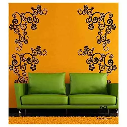 Kayra Decor Swirl Flower 16x24 Inch Wall Design Stencil Painting KHS374