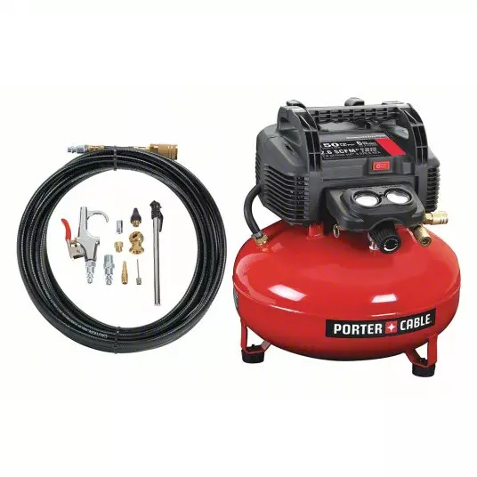 PORTER CABLE Portable Air Compressor Oil Free 0.8 HP Power &nbsp;23 L (6 gal) Tank Capacity, 2.6 cfm @ 90 PSI, 54DF06