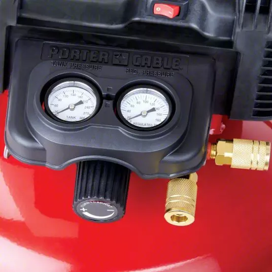 PORTER CABLE Portable Air Compressor Oil Free 0.8 HP Power &nbsp;23 L (6 gal) Tank Capacity, 2.6 cfm @ 90 PSI, 54DF06