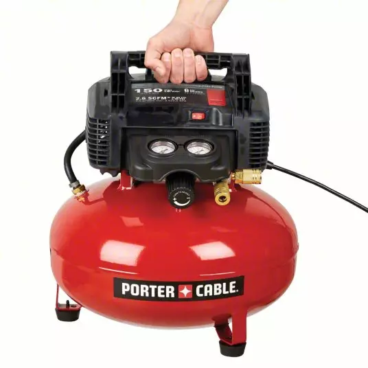 PORTER CABLE Portable Air Compressor Oil Free 0.8 HP Power &nbsp;23 L (6 gal) Tank Capacity, 2.6 cfm @ 90 PSI, 54DF06
