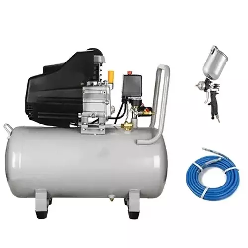 Spear Oil Free Air Compressor With Paint Gun & Hose Pipe Kit 2 HP Power Single Phase AC 8 bar 220 V 30 L Tank Capacity for Industrial Use