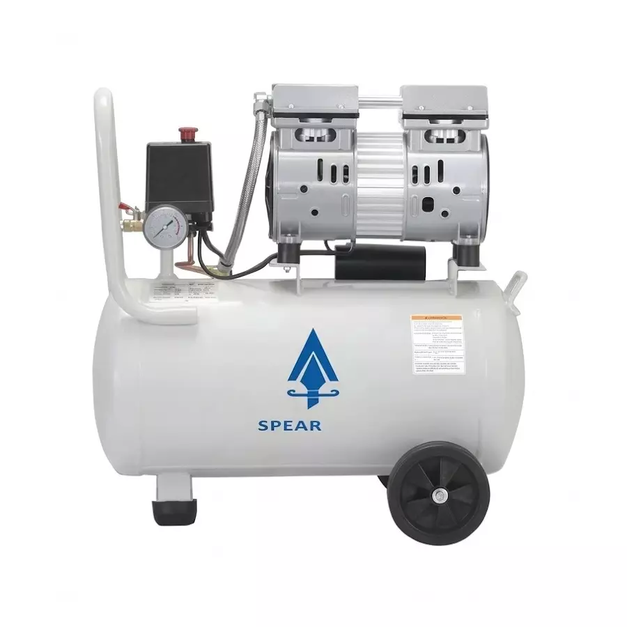 Spear Oil Free Air Compressor With Motor 0.75 HP Power Single Phase AC 8 bar 240 V 25 L Tank Capacity for Industrial Use