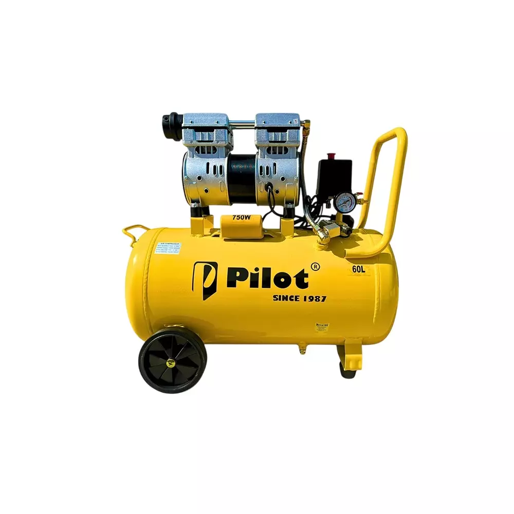 Pilot 750 W Oil Free Air Compressor with Copper Motor, 60 LPM Air Displacement and 60 L Tank Capacity, PL-OF60C