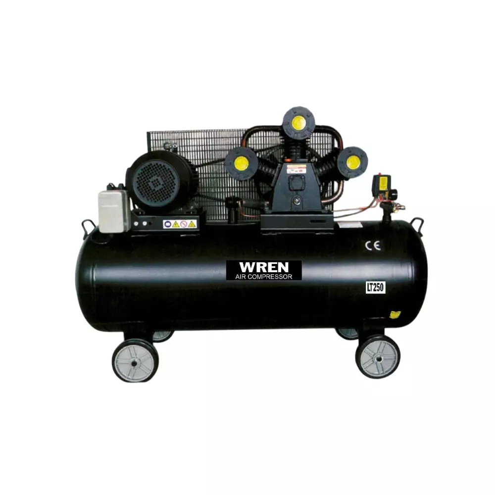 Wren Air Compressor Single Stage 10 HP Power 250 L Tank Capacity 820 rpm Speed for Industrial Use, WV-0.9/8-I