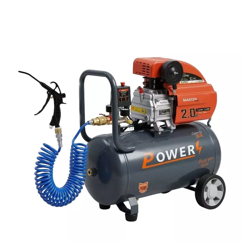 Power Air Compressor with Air Blow Gun & PU Pipe Kit 2 HP Power 30 L Tank Capacity 138 L/min Air Flow 220 V, PC30-ABG-04