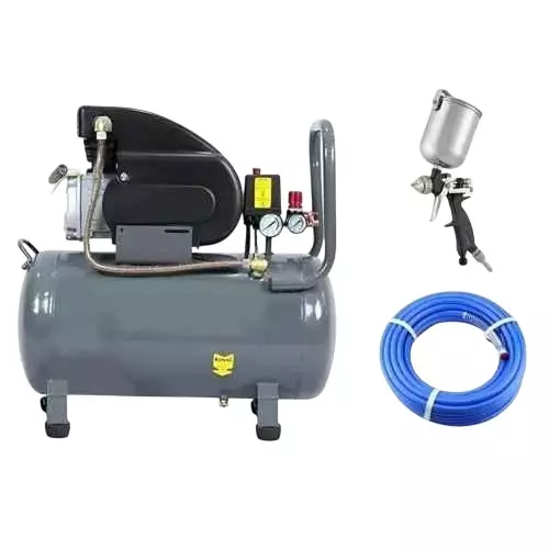 Imported Portable Air Compressor 10 L with 1 HP Motor Paint Gun & Air Hose Pipe