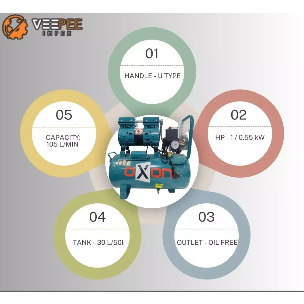 OXON Air Compressor 1 HP 50 L Tank Capacity, VP0004