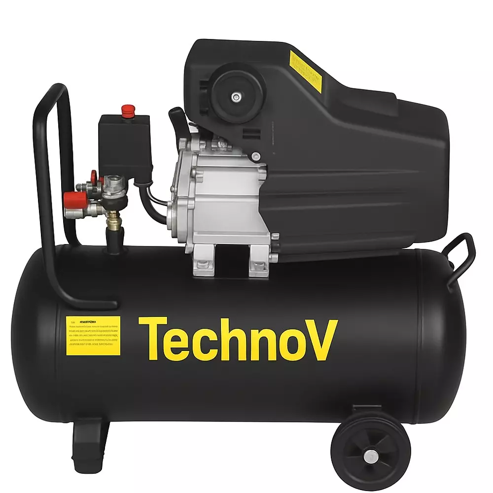 TechnoV Air Compressor 100 L Tank Capacity 1.5 kW Power Air Cooled 230 V, TSAC01